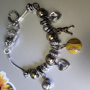 Softball/Baseball Charm Bracelet Previously Loved